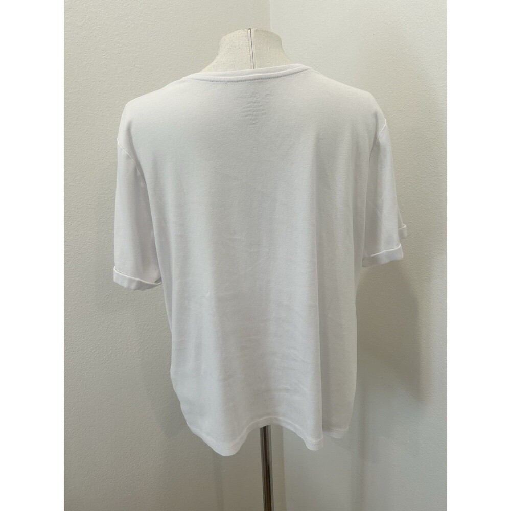 Chico's Women's Size 3 (XL) White V-Neck Tee Short Sleeve Basic Stretch & Cuff - Picture 5 of 10